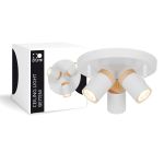D'Lite Plafondlamp Beitem Metaal Mat Wit FSC Hout | Geschikt Voor 3x GU10