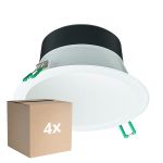 Voordeelpak 4x Philips LED Downlight Coreline DN142B Aluminium Wit 9.8W 1200lm 60D - 840 Koel Wit | Zaagmaat 155mm - IP20 - Wit Reflector