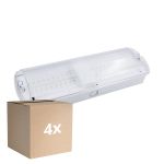 Voordeelpak 4x Noxion LED Nood Bulkhead Wit 8.5W 500lm - 865 Daglicht | 3 Uur Noodverlichting - incl. 4 directions